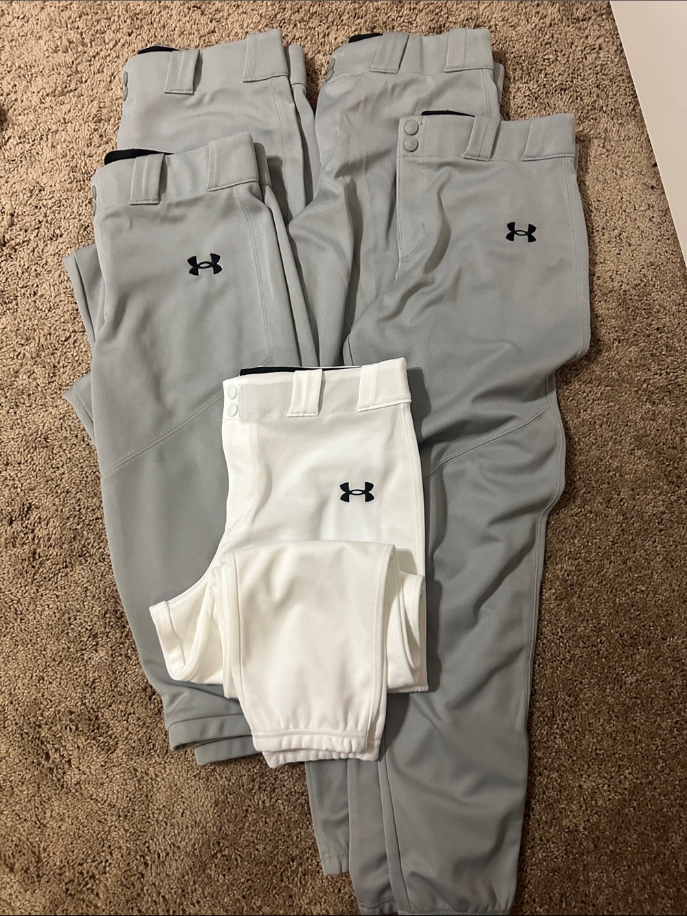 Under Armour Gray and White Baseball Pants Set